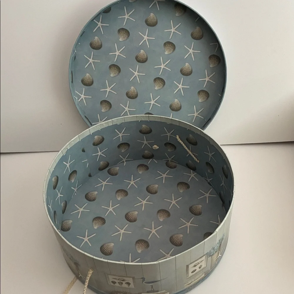 Coastal Blue Decorative 3 Nesting Storage Boxes